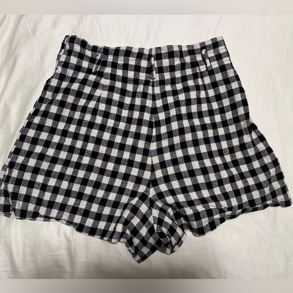 Zara Black and White Plaid Print High Waisted Shorts Size Medium - Picture 5 of 7